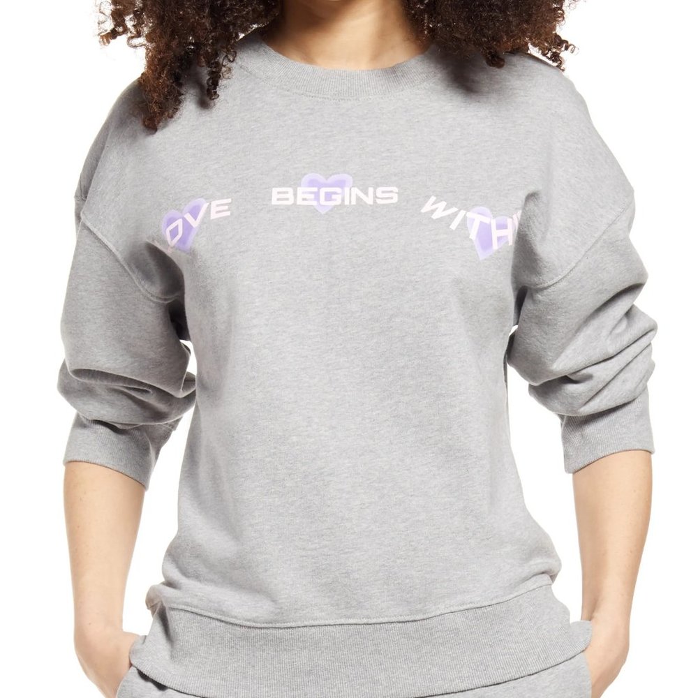 NWT NEW bp. 100% Organic Cotton "Love Begins Within" Sweatshirt‎ Size XXS 4464